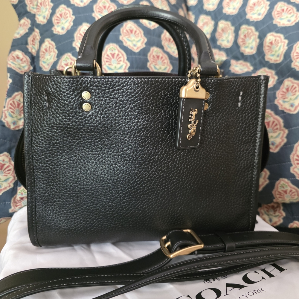 Coach ROGUE 25, Black Satchel PURSE Crossbody Black LEATHER